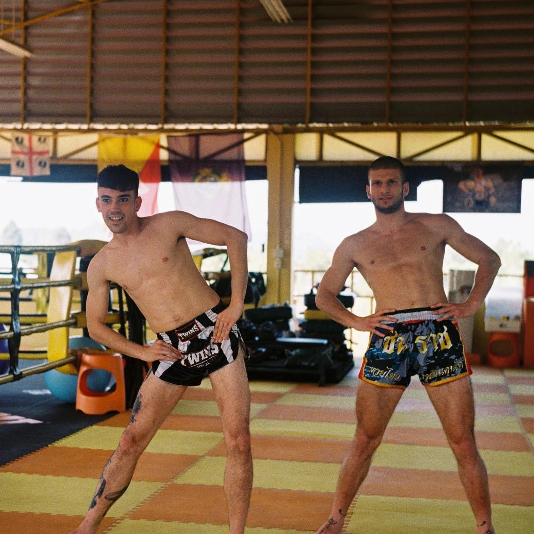 Giuseppe and Miguel do some stretching
