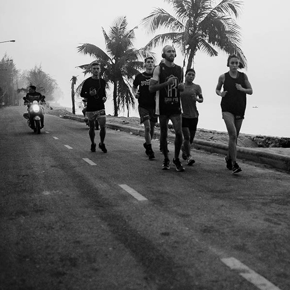 Morning run on the beach at 7 Muay Thai